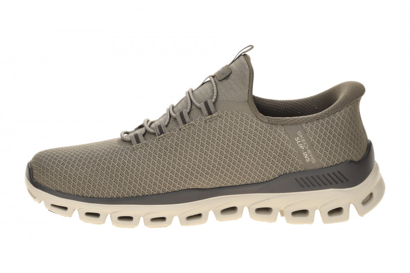 Skechers Glide Step Slipper Schuhe taupe braun Herren SLIP-INS 233010