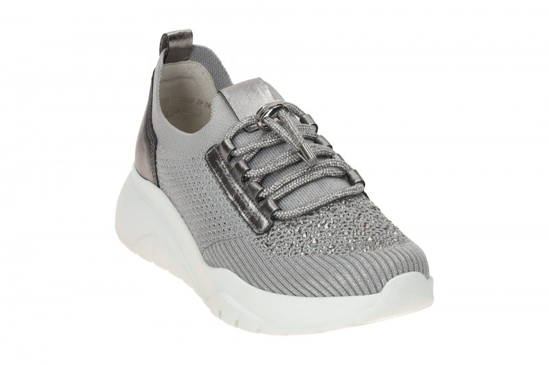 Gabor Schuhe Slipper grau metallic Strass 63.455.49