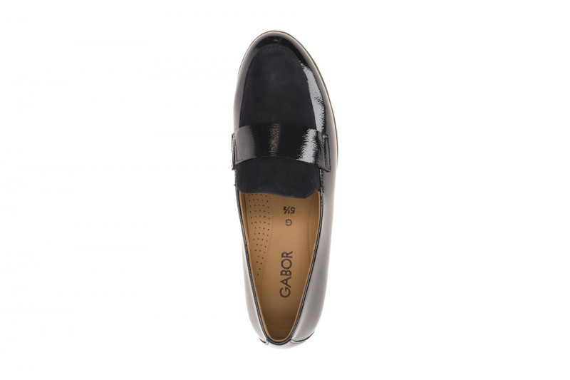 Gabor Schuhe Slipper blau Lack Velour Loafer 4005.01