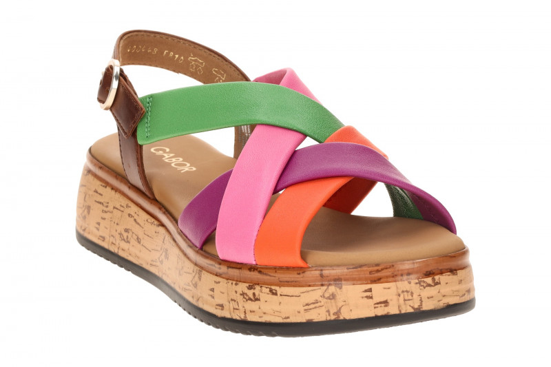 Gabor bunte Plateau Sandale orange lila pink grün mix 82.743.25