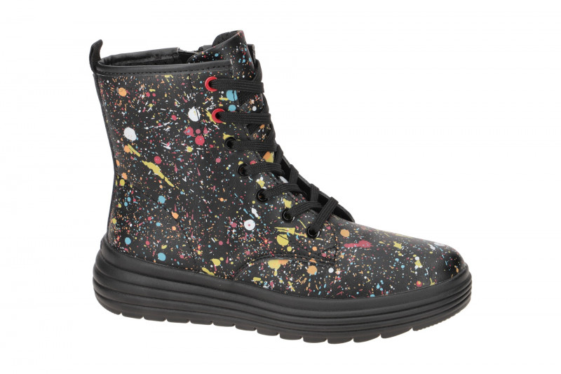 Geox Phaolae Kinder Stiefel Schuhe schwarz bunt Kleckse