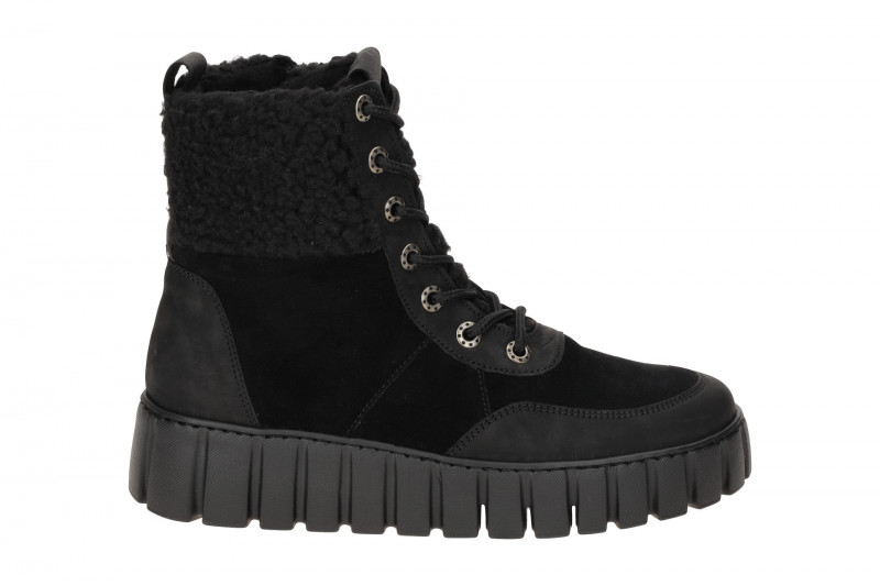 Gabor Comfort Boots schwarz Stiefelette Fell-Kragen 56.485.67