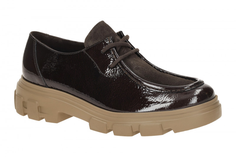 Paul Green Schuhe braun Lack Velour Mokassin Loafer 1183