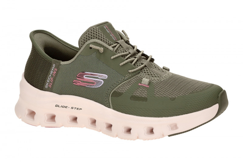 Skechers Glide Step Schuhe grün olive Damen SLIP-INS 150420