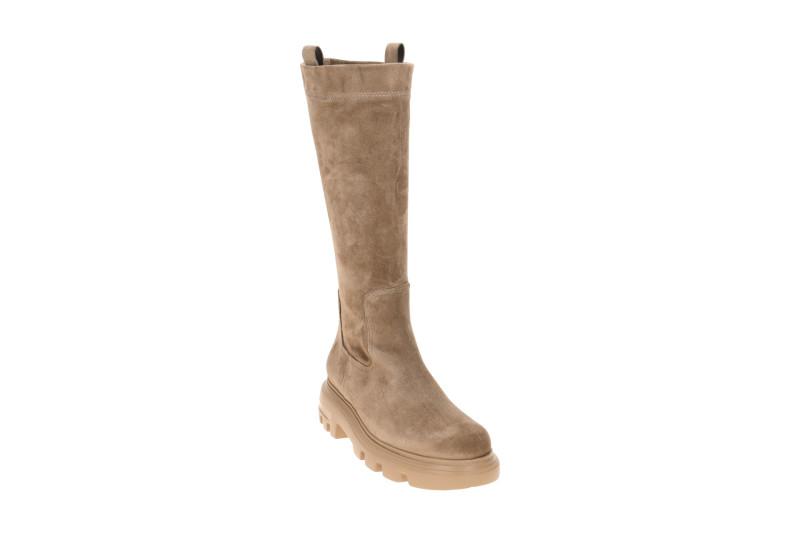 Paul Green Stiefel taupe braun Langschaft Velour 8296