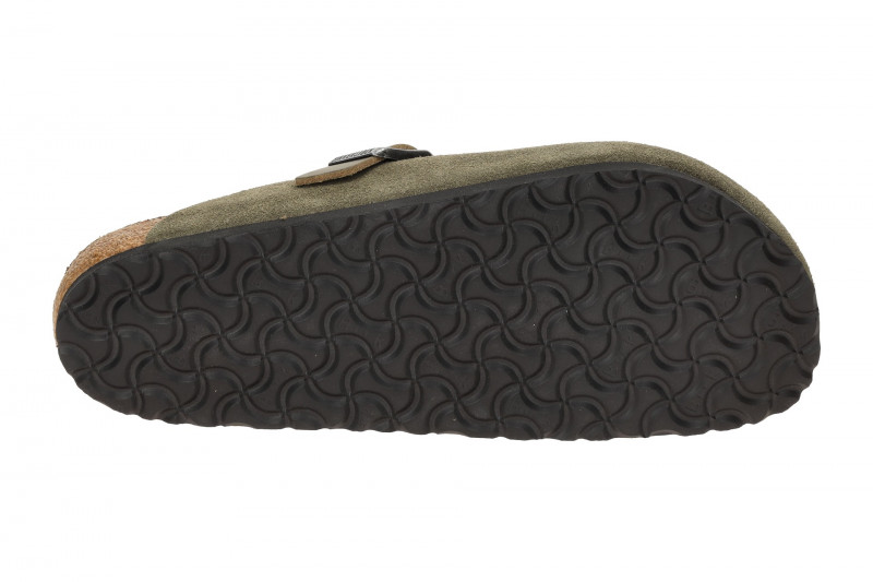 Birkenstock Boston Clogs Pantoletten grün Velour Normal-Weit 1028067