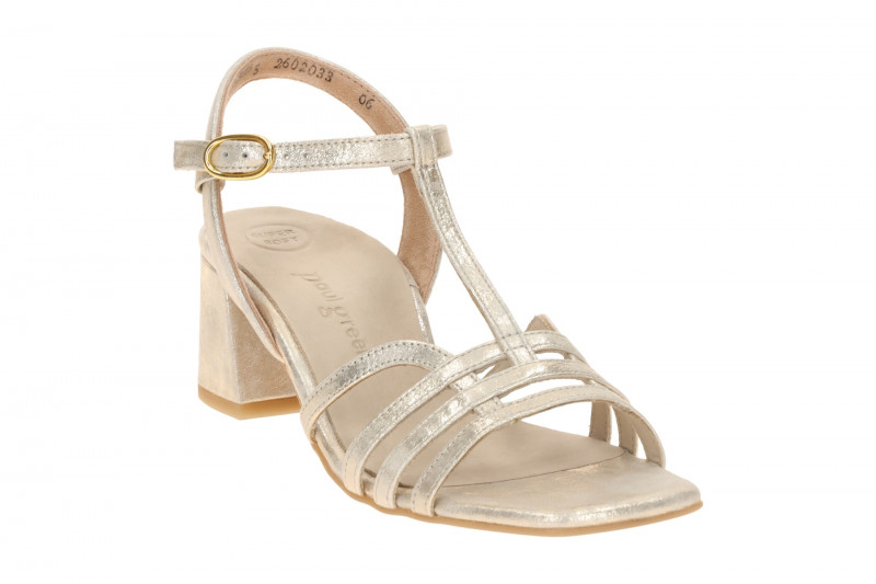 Paul Green T-Steg Sandalette grau silber metallic Riemchen 6197