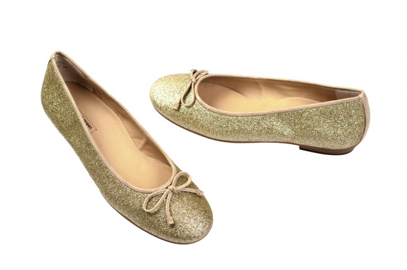 Paul Green Ballerinas 3104-781 in glitter gold