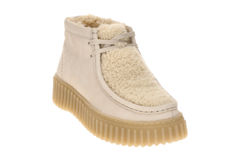 Clarks Torhill Moss Schuhe Mokassin beige Fell 26182914