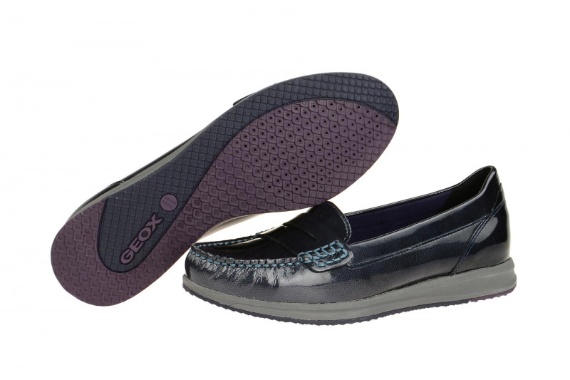 Geox Lack Mokassin Slipper blau AVERY