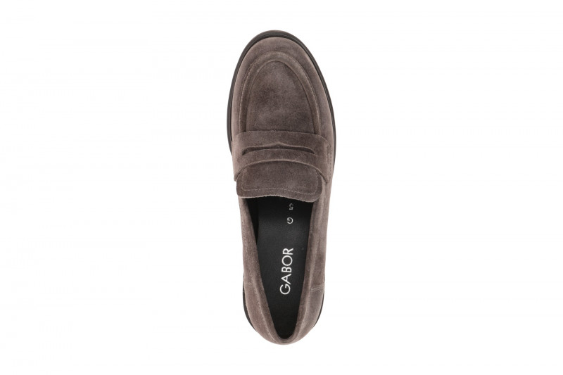 Gabor Schuhe taupe braun Velour Mokassin Loafer 4001.01.004