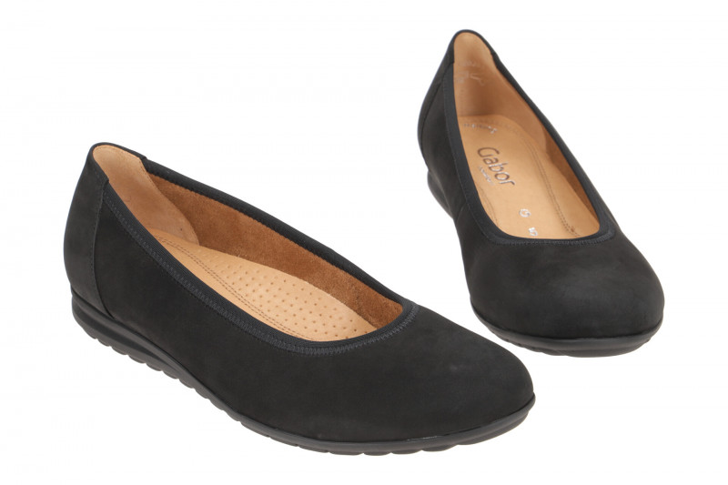 Gabor comfort Ballerina schwarz Soft Nubuk 72.620.47