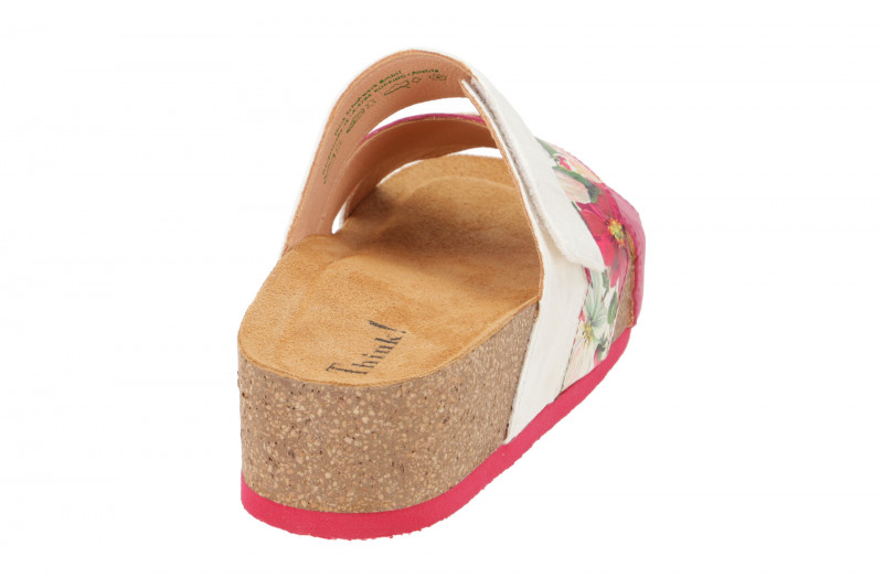 Think Papu Plateau Pantolette pink weiß Blumen 728