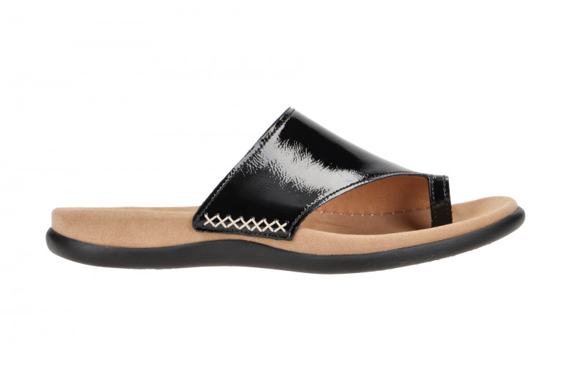 Gabor Zehentrenner Pantolette schwarz Lack