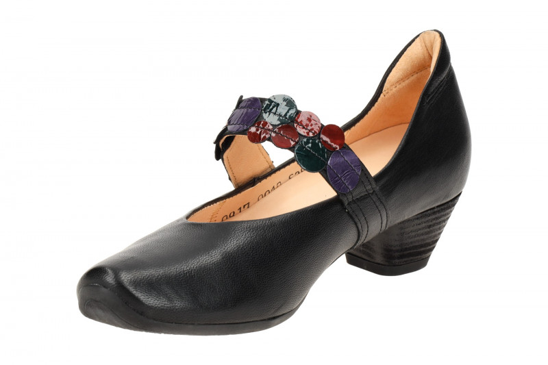 Think Aida Riemchen Pumps schwarz Lack-Punkte