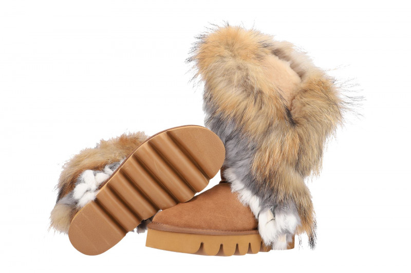 Oog Stiefel braun Indianer Lammfell