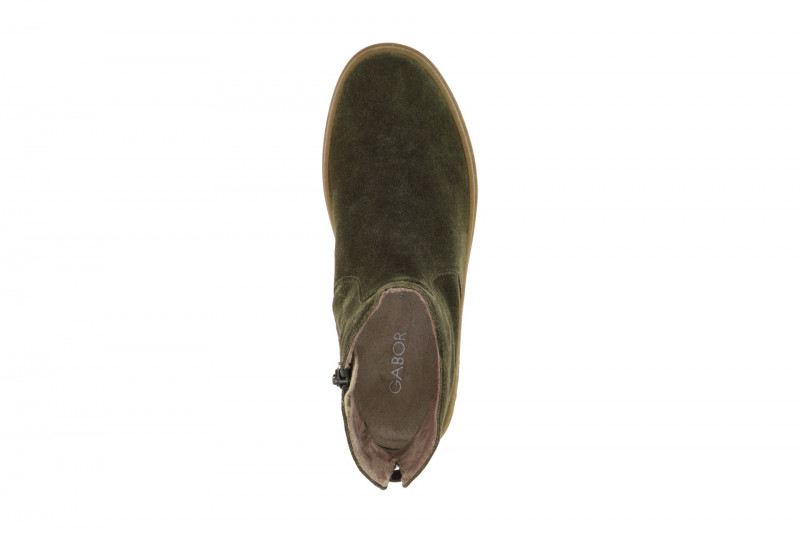 Gabor Stiefelette olive grün Zip Boots Velour 8008.02.005