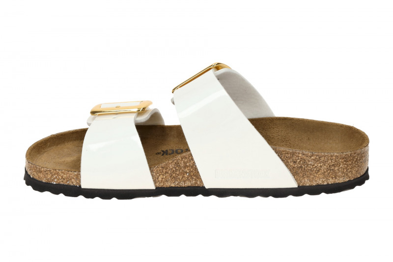 Birkenstock Sydney Cushion Buckle Pantolette weiß Lack SCHMAL 1029438