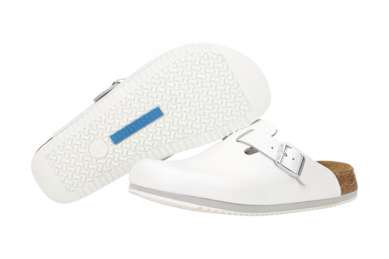 Birkenstock Boston Pantolette weiß Naturleder Normal-Weit 60134