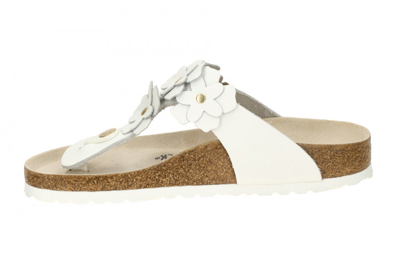 Birkenstock Gizeh Pantolette weiß Blumen SCHMAL 1026735