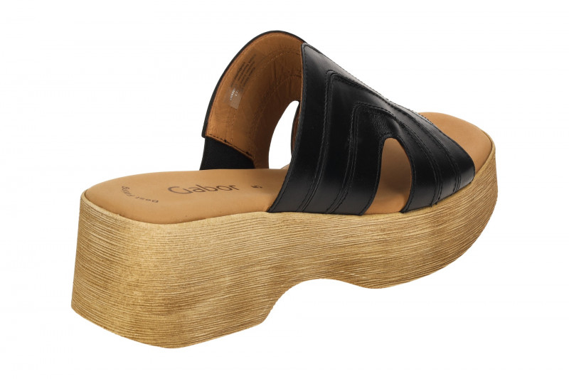 Gabor Fashion Plateau Pantolette schwarz Nappa 64.521.27