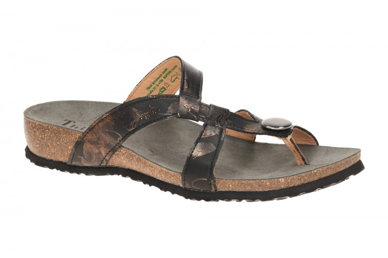 Think Julia Pantolette Zehentrenner schwarz metallic Druck 1315