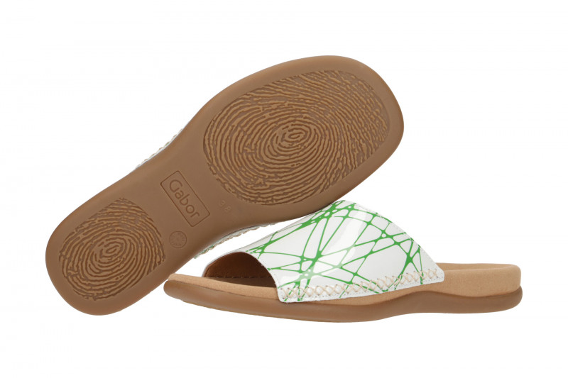 Gabor Pantolette weiß grün Lack 63.705.02