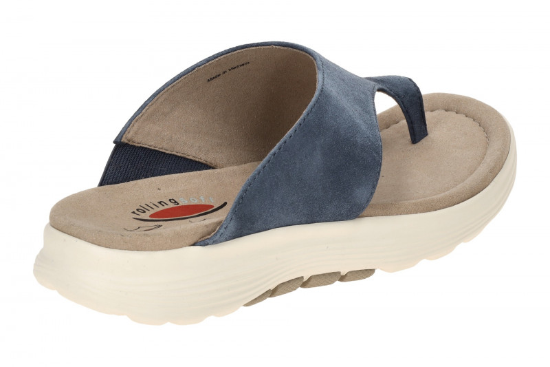 Gabor RollingSoft Pantolette blau river Velour 66.812.36