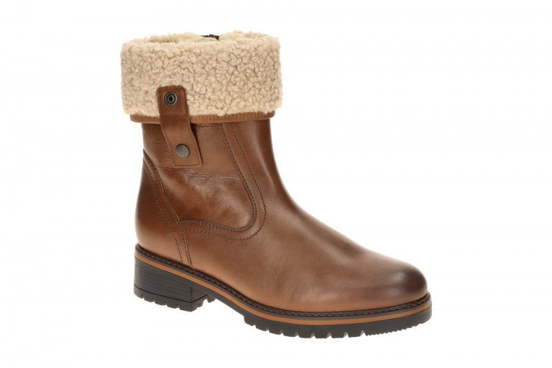 Gabor Stiefel braun Glattleder Fellkragen beige 72.770.54