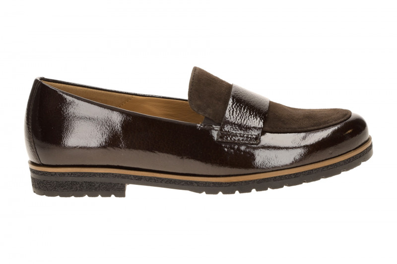 Gabor Schuhe Slipper braun Lack Velour Loafer 4005.01