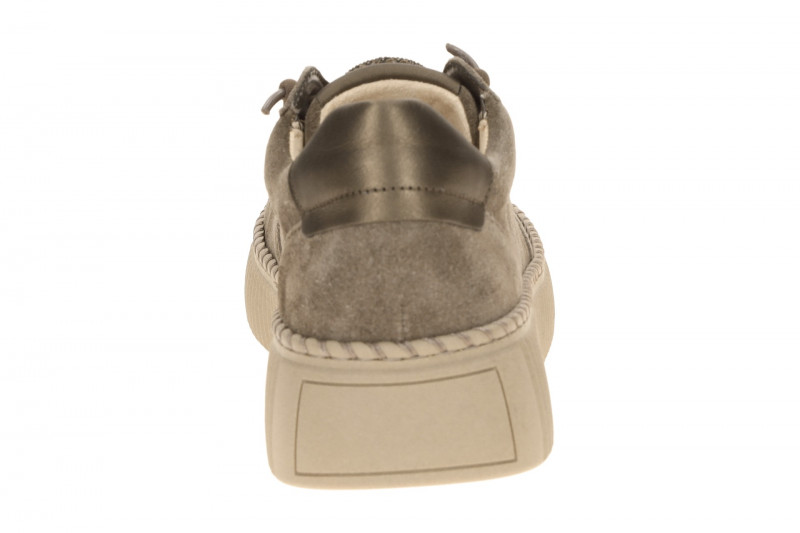 Gabor Schuhe taupe braun Plateau Sneakers Strass-Schmuck 6014