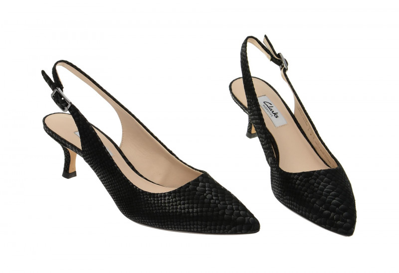 Clarks Sling Pumps schwarz snake Aquifer Belle