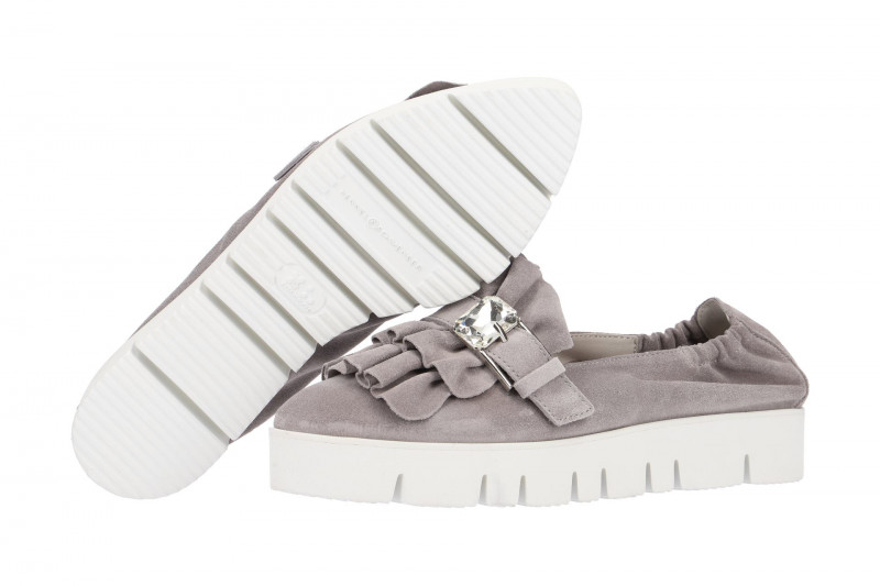 K&S Pia XXL Ballerinas grau crystal