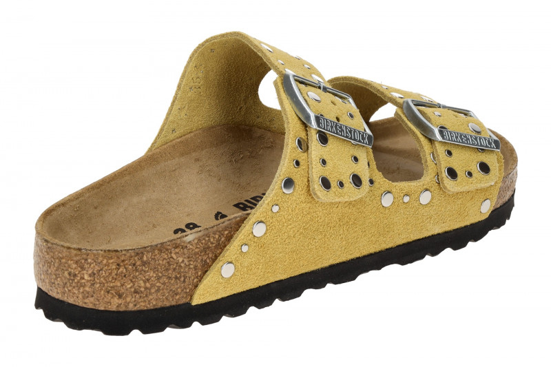 Birkenstock Arizona Rivet Border Pantolette gelb SCHMAL 1029362