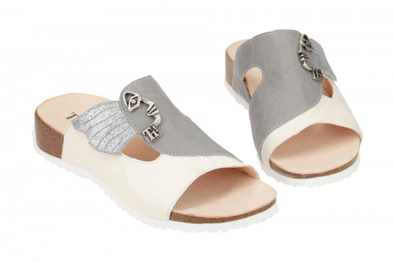 Think Mizzi Pantolette weiß grau 124