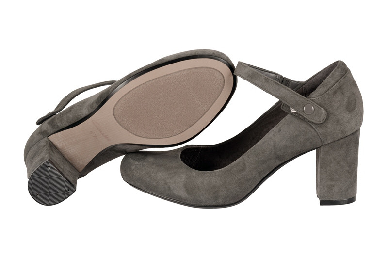 Clarks Deva Dolly Riemchen Pumps grau Velourleder