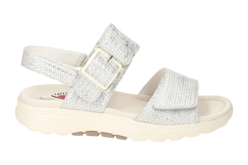 Gabor RollingSoft Sandale silber grau Flecht Metallic 46.814.62