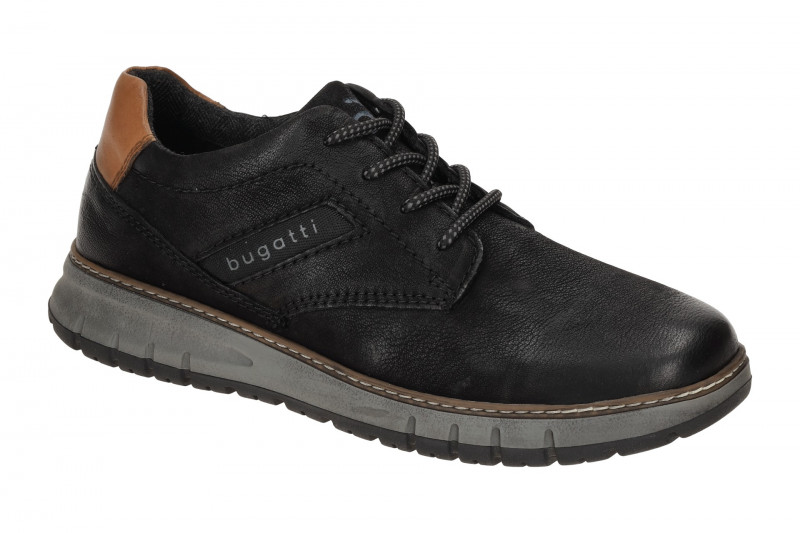 bugatti Quebec Schuhe Sneakers schwarz Leder AOP01