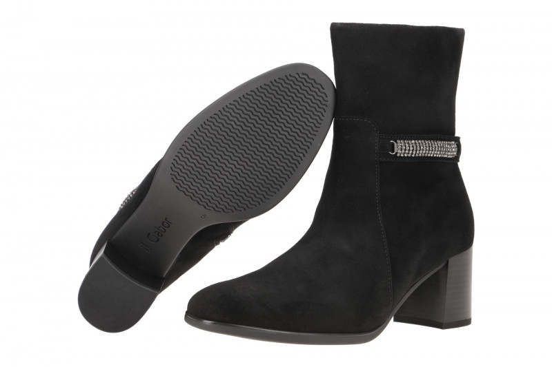 Gabor Stiefelette schwarz Velour 35.531.17
