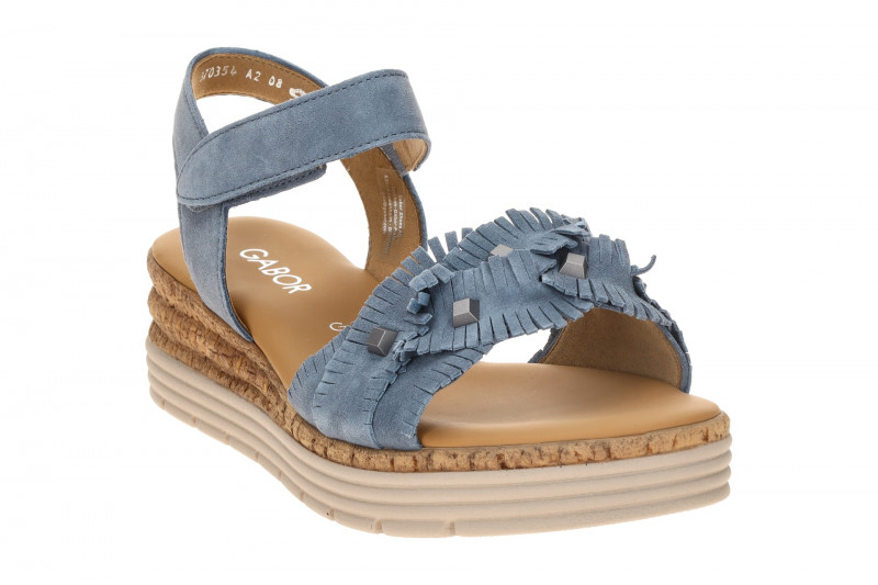 Gabor Keil Sandale blau Velour Fransen 82.704.26