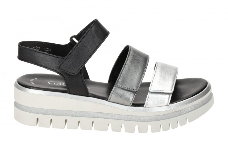 Gabor Plateau Sandalen sillber grau schwarz Metallic 84.620.61