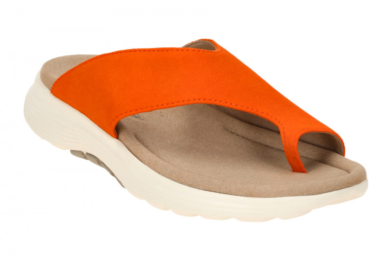 Gabor RollingSoft Zehentrenner Pantolette orange Velour 46.812.32