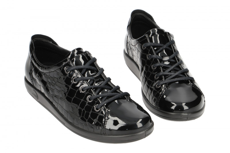 Ecco Soft 2 Schuhe schwarz croco Lack