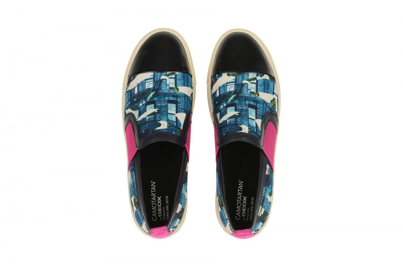 Geox Breeda Designer Schuhe Slipper blau print