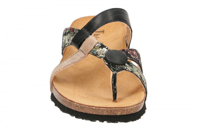 Think Julia Pantolette schwarz gold Zehentrenner