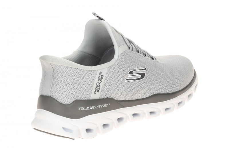 Skechers Glide Step Slipper Schuhe hellgrau Herren SLIP-INS 233010