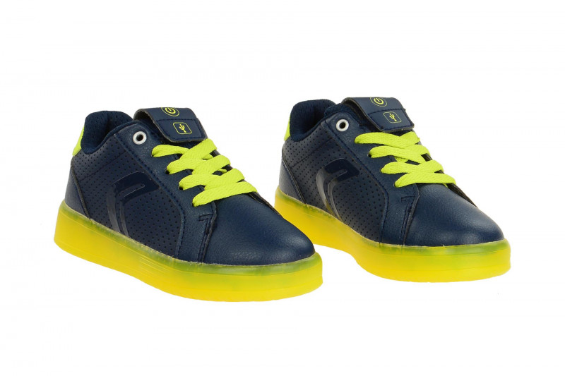 Geox Kinderschuhe blau gelb mit on/off Blinker