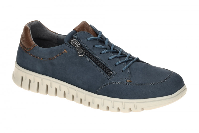 Waldläufer Baldo Schuhe Sneaker blau braun H-Weite Nubuck 907005