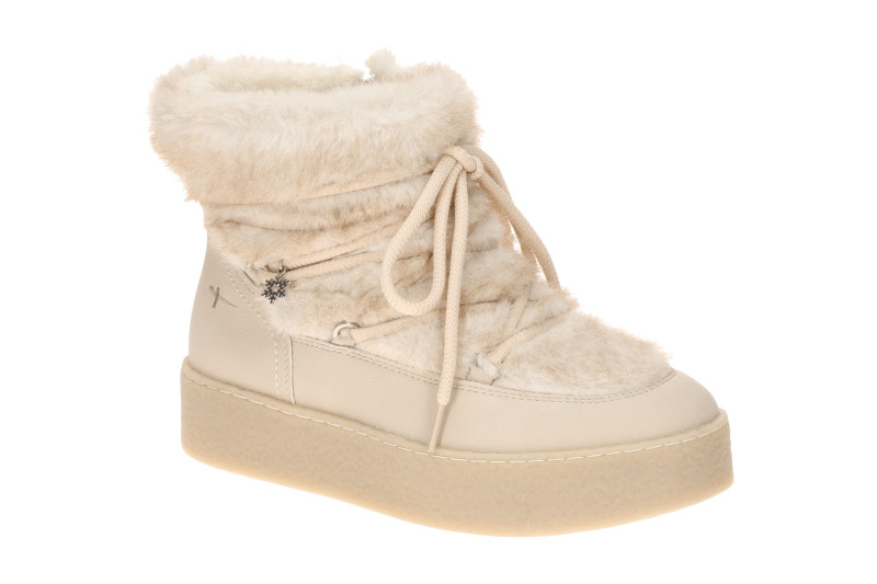 Tamaris Winter Stiefelette Plateau creme weiß Fell-Boots 26802
