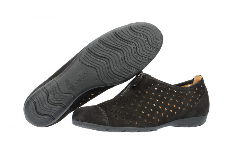Gabor Slipper Schuhe schwarz gelocht 84.164.17